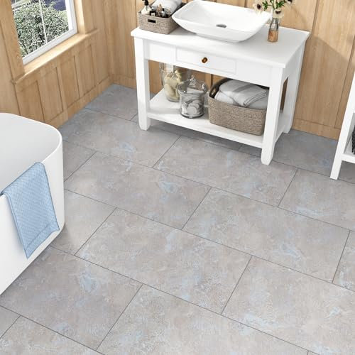 Yullpaper Klick - Adesivo per pavimento in vinile effetto piastrelle, autoadesiva, flessibile, 60 x 30 cm, 15 pezzi, autoadesive, lavabile, per il bagno, il pavimento, il verde, il marrone