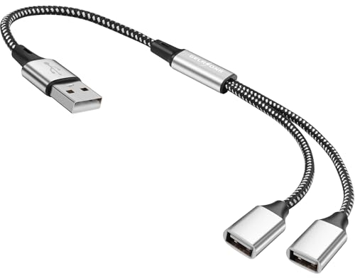 GELRHONR USB Splitter Y Kabel, USB A Stecker auf 2 Buchsen Verlängerungskabel, USB Splitter 2 Port für Drucker/USB Tastatur/Flash Drive/Laptop/LED-0.3M (USB 1 to 2)