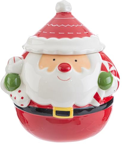 Barattolo Scatola Natalizia in Ceramica Babbo Natale 18xh.21 CM PORTACIOCCOLATINI Decorazione Idea Regalo Natale