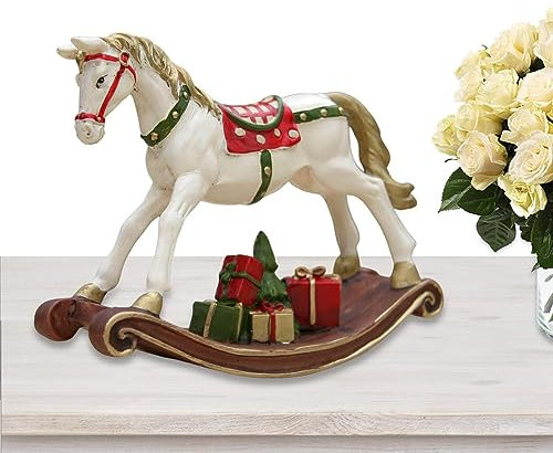 Lambo Weihnachtliche Schaukelpferd Ornamente, Schaukelpferd, Winter Collage Accessoires Schaukelpferd, Charmante Deko-Figur Für Die Festtafel Polyresin Bunt Für Neujahr