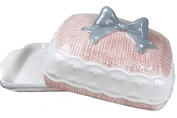 Burriera Piatto for burro rosa con coperchio, porta burro creativo in ceramica con manico, piatto dipinto a mano for la famiglia del ristorante hotel Regalo da cucina
