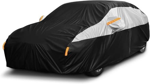 Car Cover Waterproof All Weather for Automobiles,10 Layers Outdoor Full Exterior Cover Rain Sun UV Snowproof Protection with 2 door Zipper Cotton Mirror Pocket,Fit Sedan Length (185-193/470-490 cm)