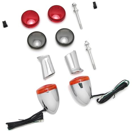 Bullet Turn Signal Rear Indicator Lamps Brake running Lights bulb For Harley Sportster XL883 XL1200 1992-up Chrome metal Motorcycle