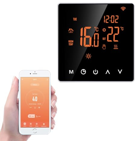 Qiumi Smart Thermostat for Combi Boiler for Individual Gas/Water Boiler Heating Works with Alexa Google Home Dry Contact 3A 95~240V AC