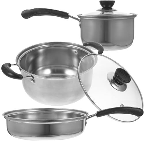 Hoement Metall-kochgeschirr Bratpfanne Kochtopf Und Suppentopf Aus Edelstahl Für Küche Nahtlosem Design Für Einfache Reinigung Und Gleichmäßiger Hitzeübertragung