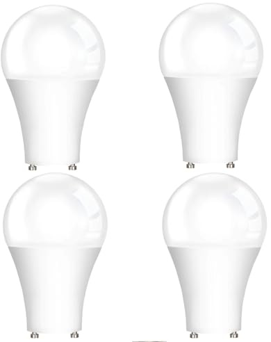 TJBB Super Bright GU24 LED Light Bulb 9W, 1100 Lumens 5000K Daylight,Twist and Lock GU24 Pin Base with Two Prongs,Replacement CFL Two Pin Fluorescent Bulbs Non-Dimmable (4-Pack)