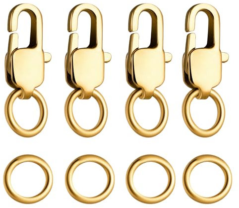 4 Stück Gold Kettenverschluss für Armbänder Mit Biegeringen, Schmuck Verschluss Zubehör für Schmuckherstellung
