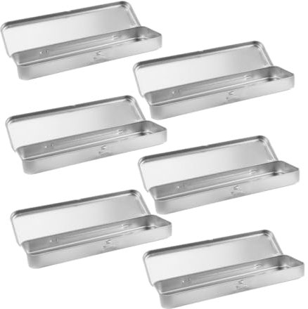 AUTSUPPL 6pcs Metal Stationery Box Lids Pastel Stationery Boxes School Pencil Case Pencil Holder Aesthetic Metal Pen Container Solid Pen Container