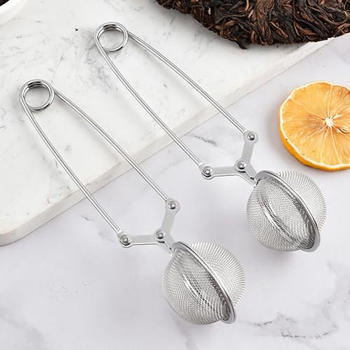 Dazkzooy Infusor de Té de Acero Inoxidable en Forma de Bola - Colador de Té - Pinza Colador para Té (2 Piezas - Ø 4,5 cm) para una Infusión Perfecta