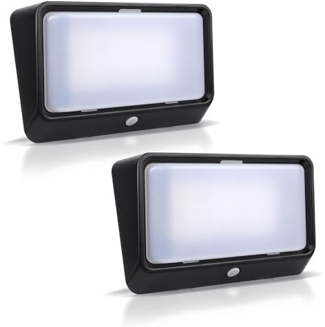acegoo Campervan Exterior Porch Light Awning Light with 3 Lighting Modes (1800K, 6500K, Red) Nano Waterproof White Base IP65, Ideal for Boat Cabin Truck Motorhome RV, Black (2 Pack)