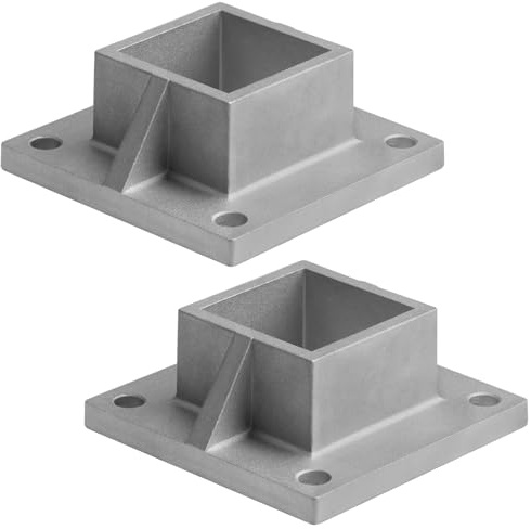 eoere 2 PCS 2 Square Post Flange Base Metal Floor Post Flange, Die-Cast Aluminum Deck Rail Systems for Fence or Deck Mount 2 x 2 Post Fittings