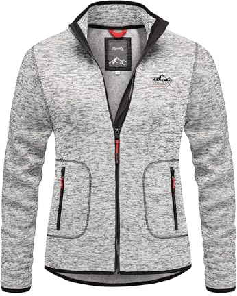 REPUBLIX Herren Fleecejacke Strickfleece Sweatjacke Männer Pullover Hoodie RD-029 Grau M