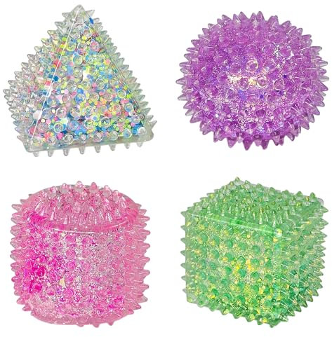 Anti Stressbälle, 4 Stück Glitzer Stress Squeeze Ball Mini Squeeze Cube, Stressball Antistressbälle, Sensorische Erwachsene Stressabbau Squeeze Spielzeug für Stress Angstabbau, Beruhigung