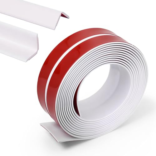 Kantenschutz Selbstklebend Weichsockelleiste Leisten Weiß, 20 x 20mm, 8m | Flexible Winkelleiste Kunststoff, für Türen, Fenster, Wände, Küche, Fliesen