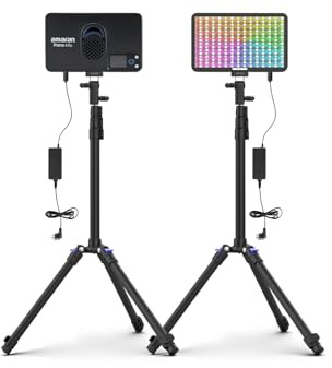 amaran Pano 60c 2-Light Kit 60W RGBWW Full-Color Panel Light Set, 22,220 Lux @ 0.5m, USB-C PD Powered, Includes Softboxes, Grids, Diffusers, Stands & Carrying Case for Photography & Video - Anthracite