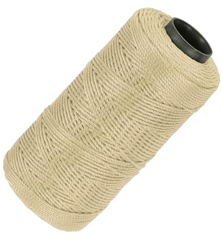 QUARKZMAN Hilo de Nylon 3 Hebras Trenzado - 1.5mm x 218 Yardas - para Proyectos DIY, Mejoras del Hogar, Jardinería, Envoltura de Regalos, Suministros para Fiestas, Color Caqui Claro