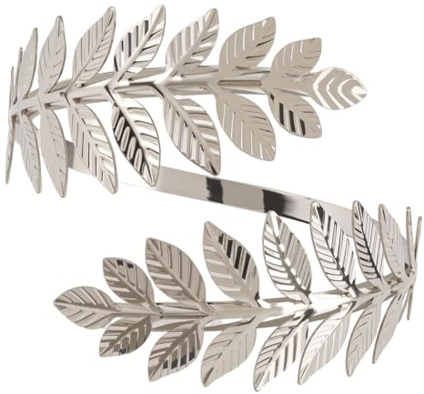 CABODYALS Brazalete de Hoja de Plata con Forma de Árbol, de Aleación de Metal, Abierto En la Parte Superior Del Brazo, con Forma de Remolino, Ajustable, Grueso, para Mujer, Joyería, Accesorios de Boda
