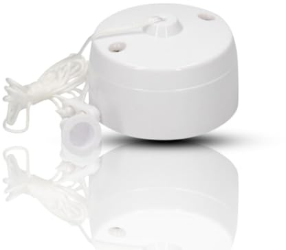 White Ceiling Pull Cord Switch 10A Round Light Switch for Bathroom or Toilet Long String Pull Cord Ceiling Mounted (2 Way)