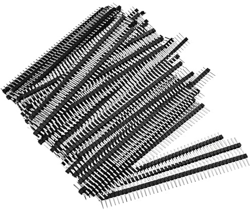 50 Pcs Single Row 40 Pin 2.54mm Male Header Pins – Breakaway Straight Header Tape Connectors for PCB, Arduino, Breadboard, DIY Electronics