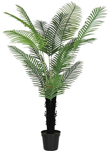 HOMCOM 175cm Artificial Areca Palm Tree with 16 PE Leaves, Decorative Artificial Plant with Plastic Pot and Flocked Soil, Fake Plant for Home Office Decor, Green