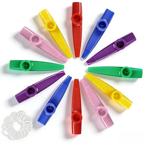 Kazoo, MUlticolor Kazoos Bulk Musical Instruments for Gift, Prize and Surprise Party Supplies (6 Colors 12 PCS)