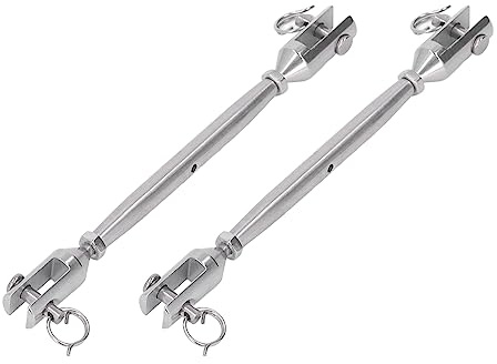 KIMISS 2Pcs Jaw Turnbuckle Stainless Steel Hook Connector for Marine Applications - Reliable Jaw and Fastener for Rope and Rigging (M4)