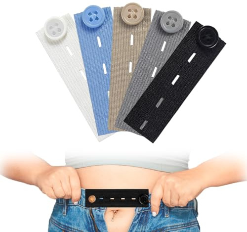 YIPFEN 6 piezas Ajustador de Cintura para Pantalones, Extensor de Pantalón para Embarazada, Extensores de Botones Pantalon, para Pantalones y Falda Hombre y Mujer