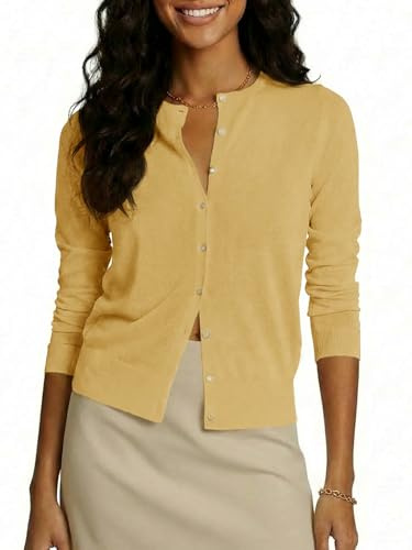 Saodimallsu Cardigan léger à Manches Longues et Boutons pour Femme | Cardigan léger boutonné pour femme