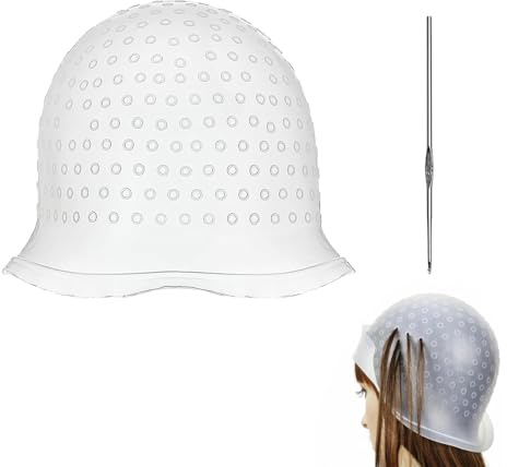 Highlighting Cap,Silicone Highlight Cap,Hair Highlighting Cap with Coloring Hair Hook,Reusable Highlighting Caps,Easy to clean and reusable,for Men and Women,Professional Hair Dyeing,Hairdressing.