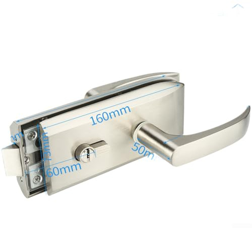 Cerradura de puerta de cristal, cerradura de manija de puerta de división de oficina, cerradura de puerta de vidrio templado sin marco para oficina (B)