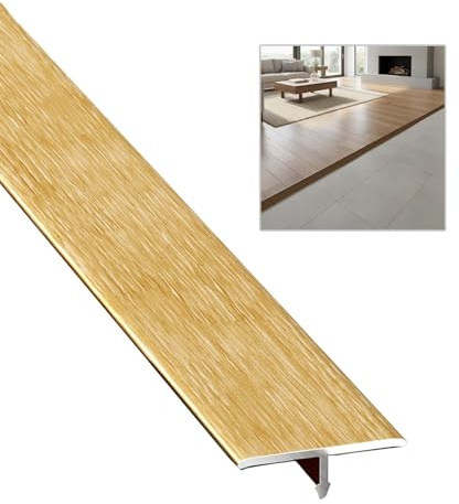 Barre De Seuil En Aluminium，Profilé De Transition De Sol En Forme De T Longueur 50 60 70 80 90 120-160cm Bande De Transition De Sol,Pour Les Joints De Sol Moquette Et Carrelage(Gold,2x160cm)