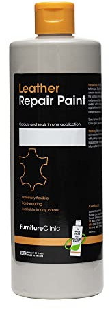 Furniture Clinic Leather Repair Paint & Dye | Self Seal Colourant for Quick and Easy Leather Repair | Suitable for Sofas, Car Seats, Shoes, Handbags - Light Grey, 50ml