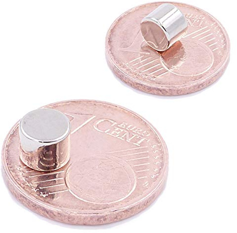 Brudazon | 100 Scheiben-Magnete 5x4mm | N52 Güteklasse - Neodym-Magnete | Ideal für Modellbau, Foto, Whiteboard, Pinnwand, Kühlschrank | Magnetscheibe