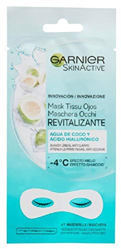 Garnier Augen-Tuchmaske, mit Kokoswasser & Hyaluronsäure, glättet feine Linien, mildert geschwollene Augen, Skin Active, (1 Stück)