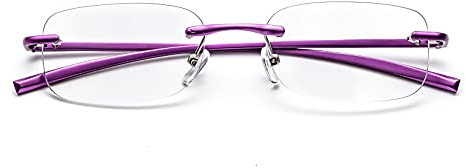ZUVGEES Rimless Blue Light Blocking Reading Glasses for Men and Women with Spring Hinge Fashion Lightweight Computer Readers