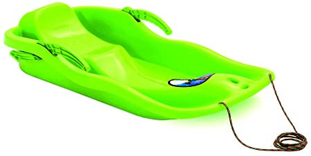 HAC24 Kinder Schlitten mit Zugseil Kunststoff Kinderschlitten Bob Kinderbob Schneegleiter Schneerutscher Schneeflitzer (Grün)