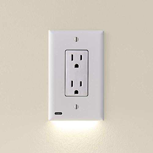 10 Pack - SnapPower GuideLight [for Standard Decor, Not GFCI outlets] - Night Light - Electrical Outlet Wall Plate with LED Night Lights - Automatic On/Off Sensor - (Décor, White)