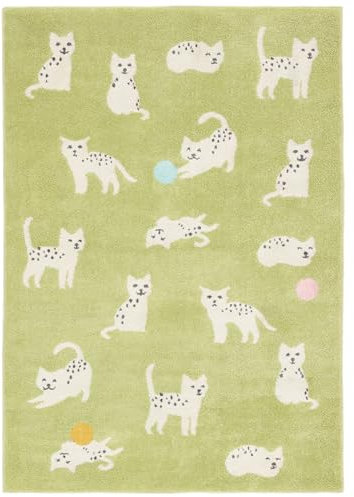 RugVista Lo Friends, Kinderteppich, 230 x 160 cm, Rechteckig, Niedriger Stapel, Kinderzimmer, Maschinenwäsche, Ohne gefährliche Chemikalien, Grün/Multi