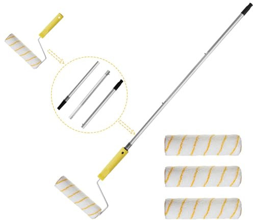 Rullo da pittura con manico esteso in alluminio staccabile, strumento per pittura murale domestica, set di rulli per pittura per pareti e soffitti, pennello a rullo facile da installare e rimuovere (3
