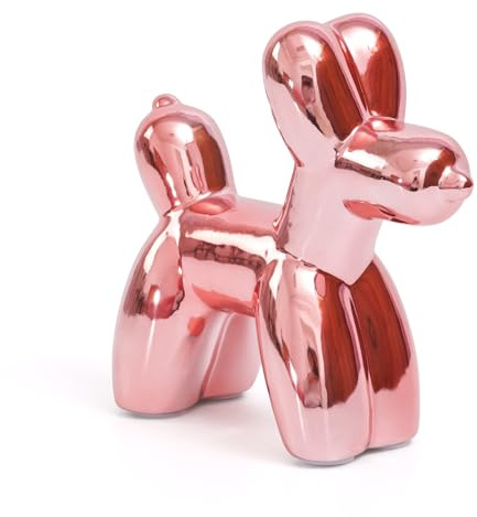 Notakia Cane Palloncino in Ceramica, Statuetta Decorativa Rosa per Casa | Statuetta cane palloncino in ceramica rosa, decorazione moderna per soggiorno, mensola, libreria e scrivania