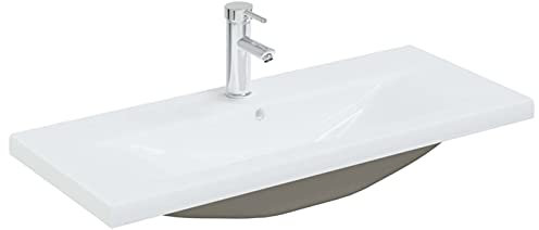 qohoio Lavabo da Incasso con Rubinetto 91x39x18 cm in Ceramica Bianco,Lavandini Bagno,Lavabo da Incasso,Lavandini,Lavandini Bagno-148626
