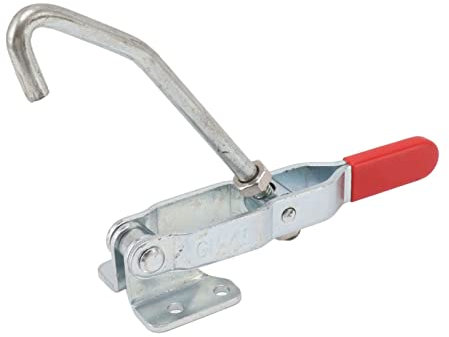 J Hook Type Toggle Clamp with Ergonomic Red Grip | Cold Rolled Iron for High Capacity Applications | Quick Holding Draw Latch for Automotive and Woodworking Projects