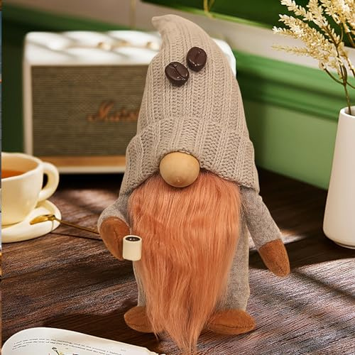 ACAREY 2 Kaffee Wichtel Hund Wichtel, Sommer Herbst Deko Wichtel, Erntedankfest Plüsch Rudolph Puppe Schwedischer Tomte Wichtel, Geschenke für Freundin Mama Hochzeitstag Muttertag (C)