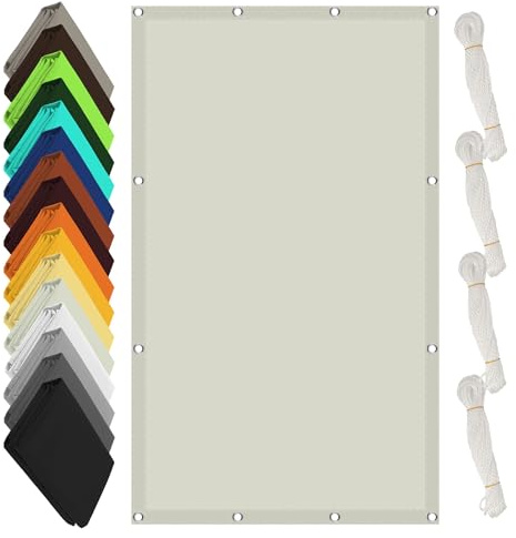 Tenda a Vela Rettangolare 4 x 8 m Protezione Raggi UV Vela Tela Ombreggiante con Fune e Occhiellato Protezione UV per Giardino, Terrazzo e Piscina, Beige