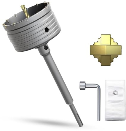 METOTY 105mm Concrete hole saw drill bit,with SDS Plus adapter 220mm drill bit socket，for masonry, brick, concrete, cement, stone
