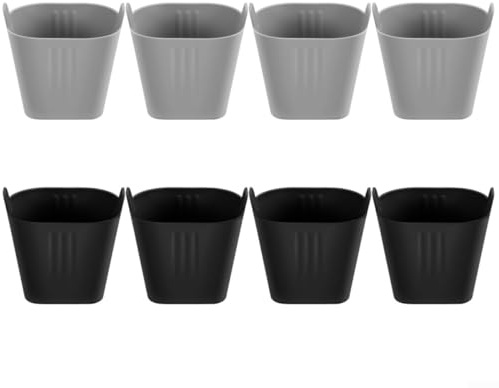 Honseadek Pirottini in silicone per muffin, riutilizzabili, per friggitrice ad aria, forno, microonde, lavastoviglie, set da 8 pezzi, nero e grigio (nero grigio)