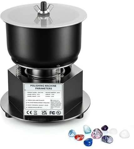 10 tums polermaskin, 120 W vibrationspoleringsmaskin med förstärkt PU-foder och transparent akryllock, smycke vibrerande polermaskin för metallsmycken, stenar, mynt och små delar
