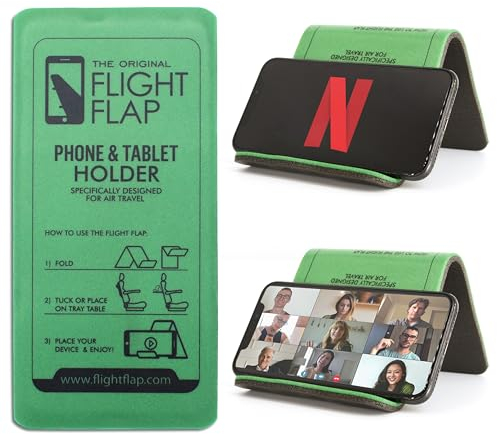 Flight Flap Airplane Phone Holder - Foldable Plane Phone Stand for Travel - Flexible Mobile Stand for Desk & Bed - Flight Mobile Holder Desk - Accessories Travel Essentials For Flying (Green)