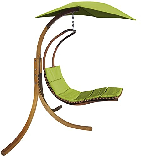 ALEOS. Design Hängeliege NAVASSA-GRÜN mit Gestell aus Holz Lärche komplett mit Hängeliege und Dach von AS-S