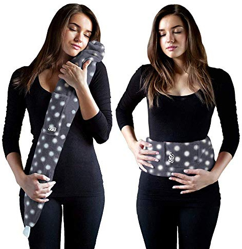 YUYU Original Long Hot Water Bottle with Wearable Cover and Adjustable Strap, Grade A Sri Lankan Natural Rubber, 2 Year Warranty, Grey Polka Dot